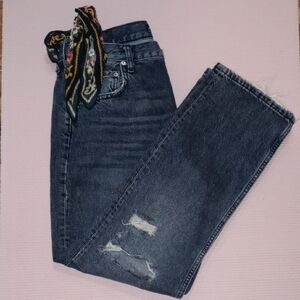 ZW COLLECTION LOW-RISE SCARF DISTRESSED JEANS